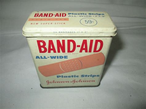 old metal band aid box code hri-8137-005626|band aid adhesive tin age.